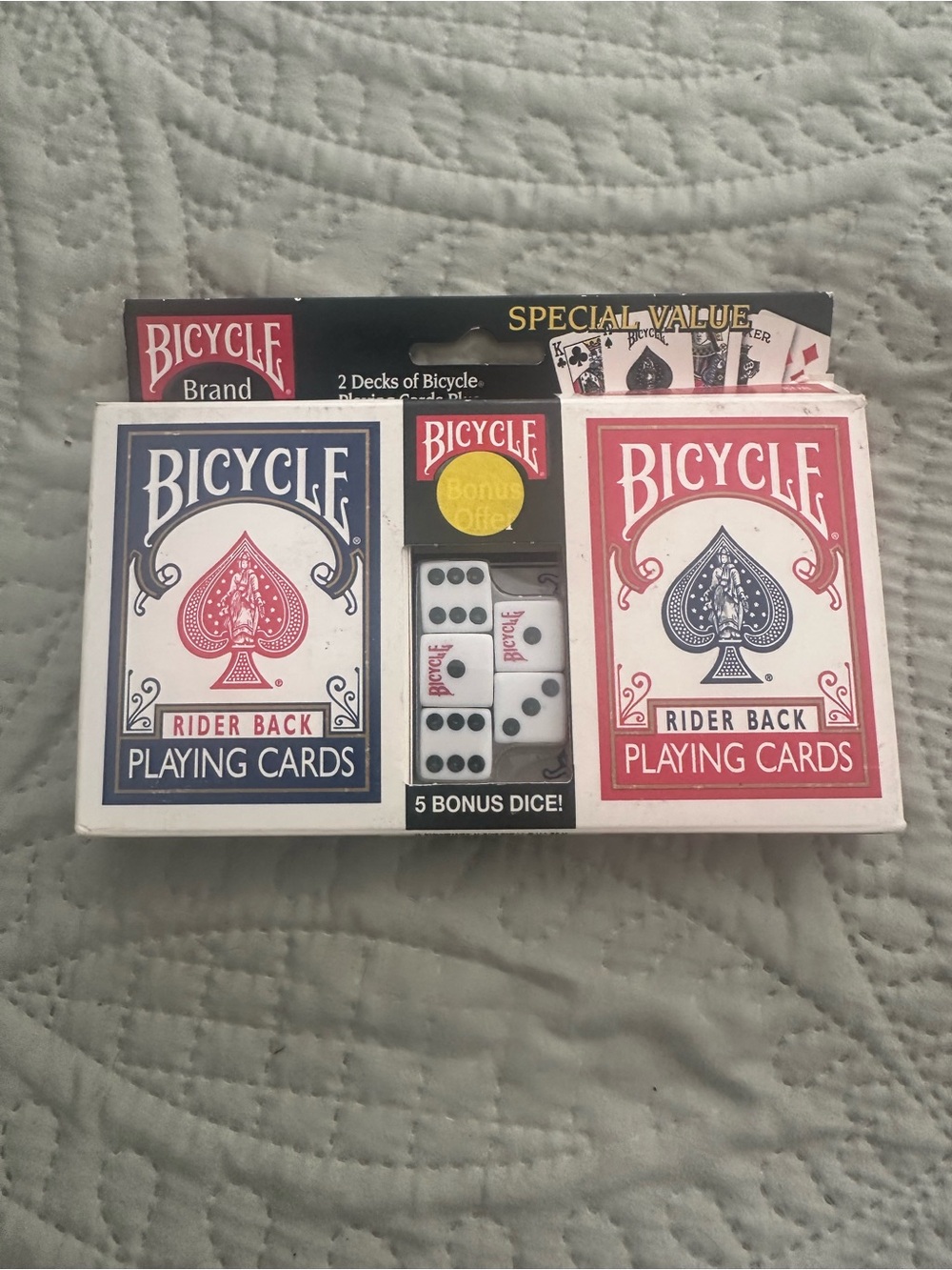Bicycle Special Value 2 Deck Set Playing Cards with 5 Bonus Dice
